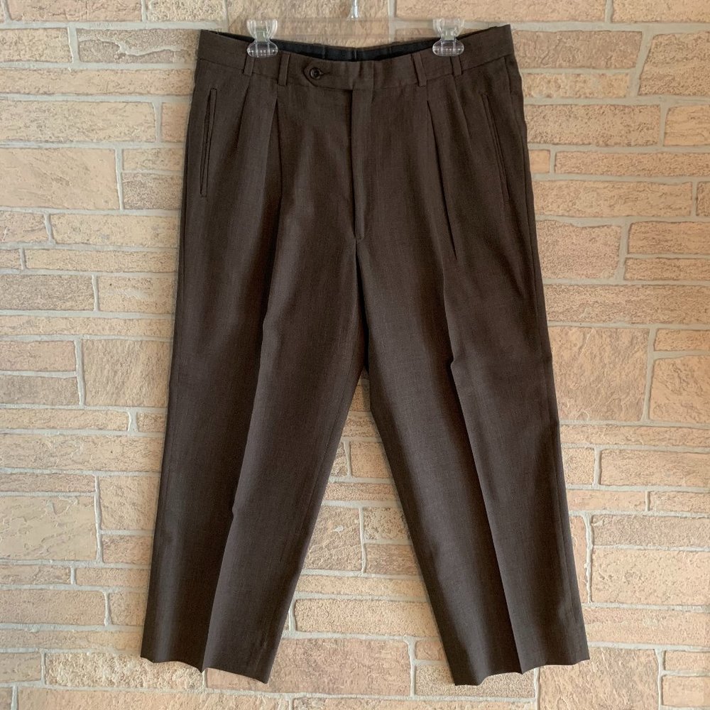 Tailored Louis Roth Tan Grey Trousers Slacks Short